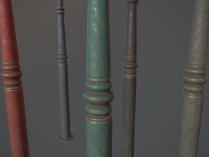 barrier bollard pack 1 v3 five color options low poly lods Model 3D