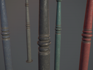 barrier bollard pack 1 v3 five color options low poly lods Model 3D