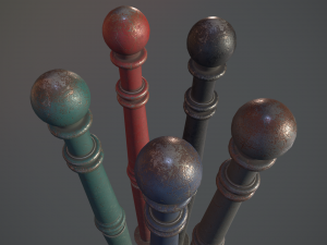 barrier bollard pack 1 v3 five color options low poly lods Model 3D
