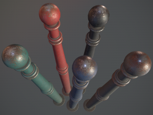 barrier bollard pack 1 v3 five color options low poly lods Model 3D