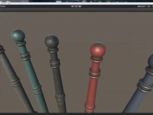 बैरियर बोलार्ड पैक 1 वी3 पांच रंग विकल्प लो पॉली लॉड्स 3D मॉडल