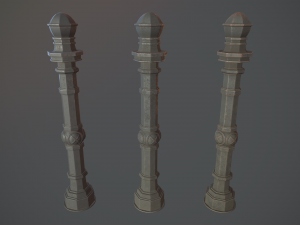 barrier bollard pack 2 v1 gray three texture options low poly lods 3D Модель