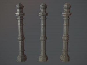barrier bollard pack 2 v1 gray three texture options low poly lods 3D Модель
