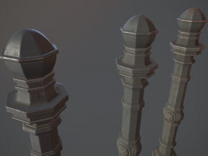 barrier bollard pack 2 v1 gray three texture options low poly lods 3D Модель