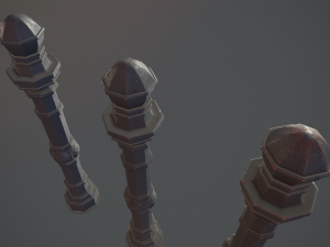 barrier bollard pack 2 v1 gray three texture options low poly lods 3D Модель