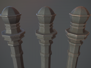 barrier bollard pack 2 v1 gray three texture options low poly lods 3D Модель