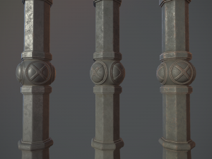barrier bollard pack 2 v1 gray three texture options low poly lods 3D Модель