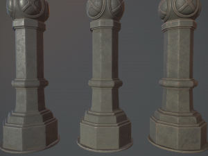 barrier bollard pack 2 v1 gray three texture options low poly lods 3D Модель