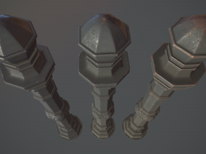 barrier bollard pack 2 v1 gray three texture options low poly lods 3D Модель