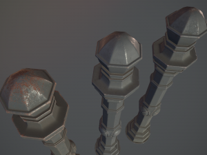 barrier bollard pack 2 v1 gray three texture options low poly lods 3D Модель