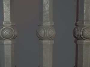 barrier bollard pack 2 v1 gray three texture options low poly lods 3D Модель