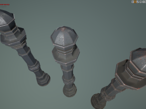 barrier bollard pack 2 v1 gray three texture options low poly lods 3D Модель