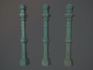 barrier bollard pack 2 v2 green three texture options low poly lods Model 3D