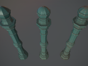 barrier bollard pack 2 v2 green three texture options low poly lods Model 3D