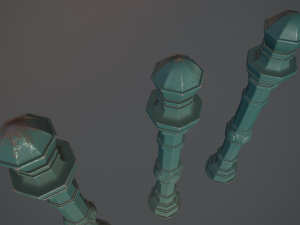 barrier bollard pack 2 v2 green three texture options low poly lods Model 3D