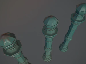 barrier bollard pack 2 v2 green three texture options low poly lods 3D Model