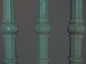 barrier bollard pack 2 v2 green three texture options low poly lods Model 3D