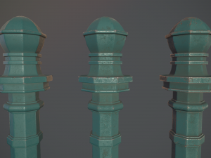 barrier bollard pack 2 v2 green three texture options low poly lods Model 3D