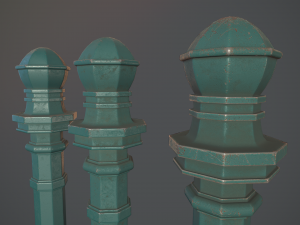 barrier bollard pack 2 v2 green three texture options low poly lods Model 3D