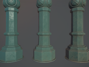 barrier bollard pack 2 v2 green three texture options low poly lods Model 3D