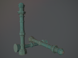 barrier bollard pack 2 v2 green three texture options low poly lods Model 3D