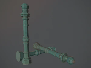 barrier bollard pack 2 v2 green three texture options low poly lods 3D Model