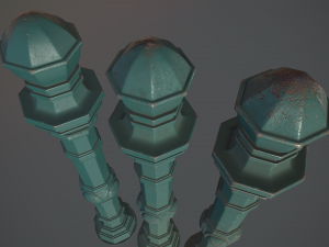 barrier bollard pack 2 v2 green three texture options low poly lods Model 3D