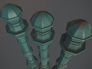 barrier bollard pack 2 v2 green three texture options low poly lods 3D Model
