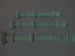 barrier bollard pack 2 v2 green three texture options low poly lods Model 3D