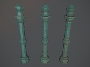 barrier bollard pack 2 v2 green three texture options low poly lods Model 3D