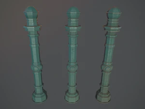 barrier bollard pack 2 v2 green three texture options low poly lods 3D Model