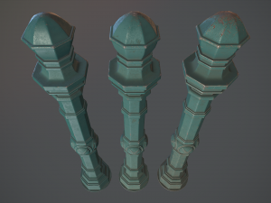 barrier bollard pack 2 v2 green three texture options low poly lods Model 3D