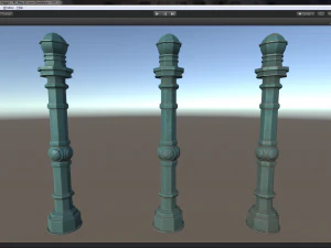 barrier bollard pack 2 v2 green three texture options low poly lods 3D Model