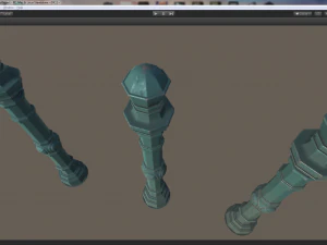 barrier bollard pack 2 v2 green three texture options low poly lods 3D Model