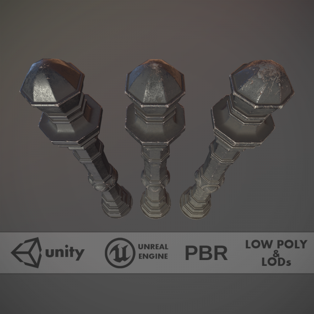 barrier bollard pack 2 v3 black three texture options low poly lods 3D Модель .c4d .max .obj .3ds .fbx .stl .blend