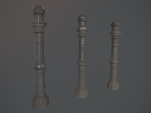 barrier bollard pack 2 v3 black three texture options low poly lods 3D Модель