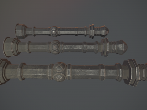 barrier bollard pack 2 v3 black three texture options low poly lods 3D Модель