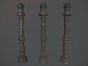 barrier bollard pack 2 v3 black three texture options low poly lods 3D Модель
