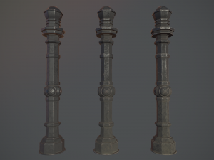 barrier bollard pack 2 v3 black three texture options low poly lods 3D Модель
