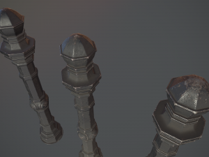 barrier bollard pack 2 v3 black three texture options low poly lods 3D Модель