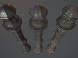 barrier bollard pack 2 v3 black three texture options low poly lods 3D Модель
