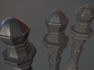 barrier bollard pack 2 v3 black three texture options low poly lods 3D Модель