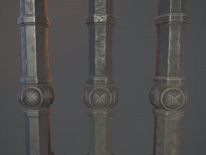 barrier bollard pack 2 v3 black three texture options low poly lods 3D Модель