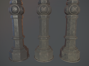 barrier bollard pack 2 v3 black three texture options low poly lods 3D Модель