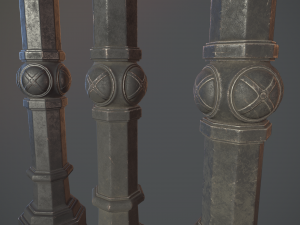 barrier bollard pack 2 v3 black three texture options low poly lods 3D Модель