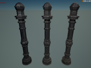 barrier bollard pack 2 v3 black three texture options low poly lods 3D Модель