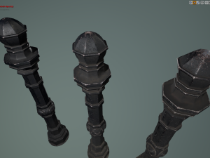 barrier bollard pack 2 v3 black three texture options low poly lods 3D Модель