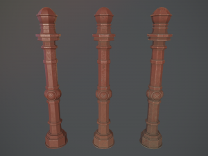 barrier bollard pack 2 v4 red three texture options low poly lods 3D मॉडल