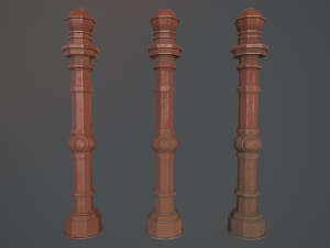 barrier bollard pack 2 v4 red three texture options low poly lods 3D मॉडल