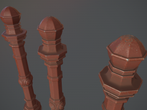 barrier bollard pack 2 v4 red three texture options low poly lods 3D मॉडल
